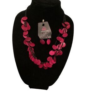 Fuchsia Pink Necklace & Earrings Set